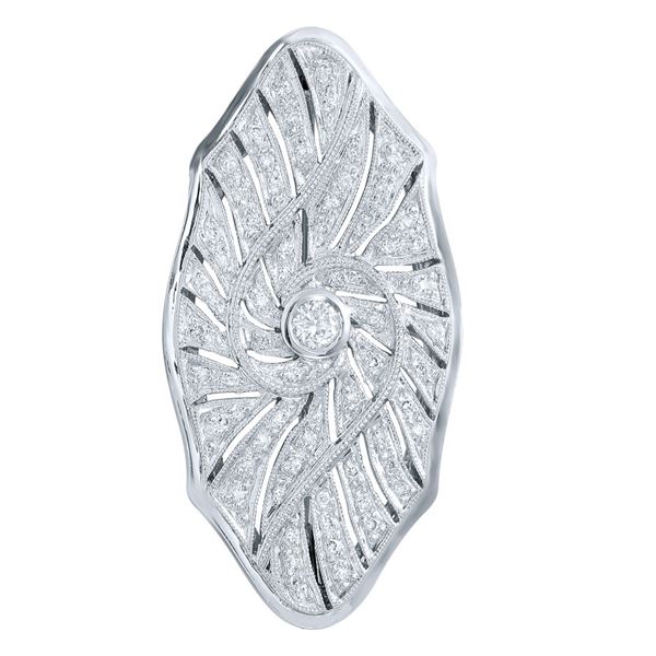 Natural 0.52 CTW Diamond Brooch 18K White Gold - REF-205H2W