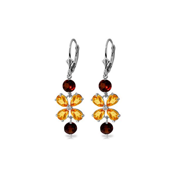 Genuine 5.32 ctw Citrine & Garnet Earrings 14KT White Gold - REF-50Y3F