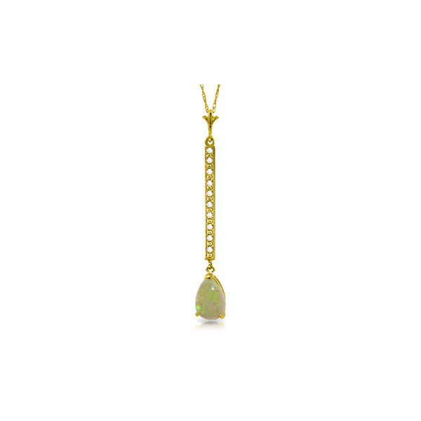 Genuine 0.82 ctw Opal & Diamond Necklace 14KT Yellow Gold - REF-33M8T