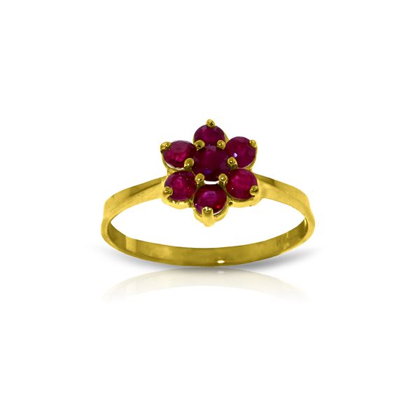 Genuine 0.66 ctw Ruby Ring 14KT Yellow Gold - REF-31X4M