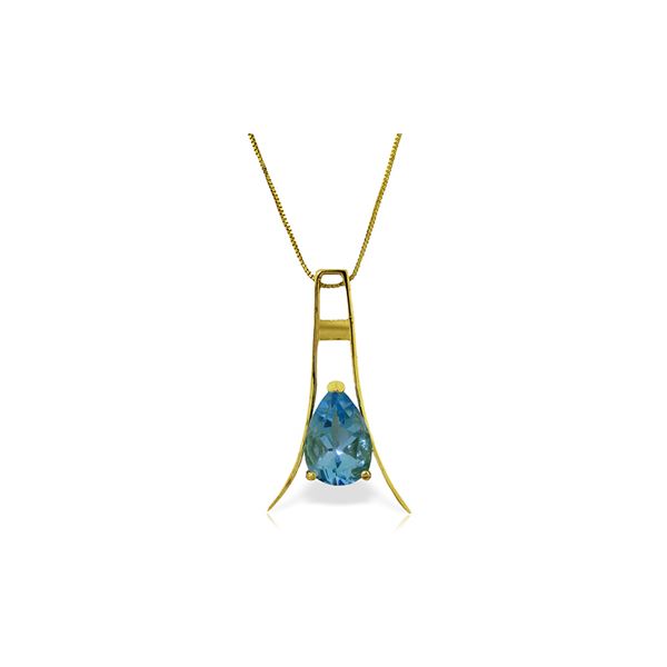 Genuine 1.50 ctw Blue Topaz Necklace 14KT Yellow Gold - REF-35V4W