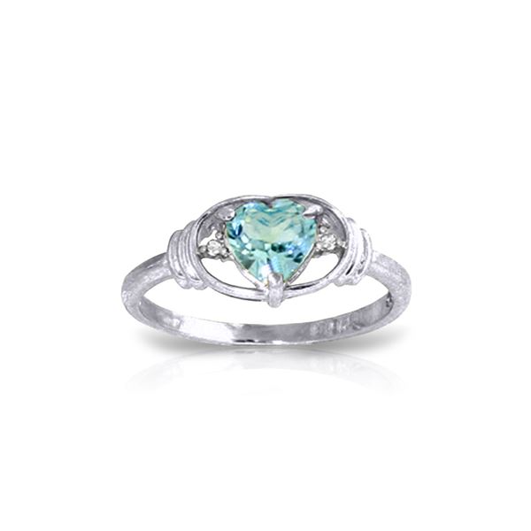 Genuine 0.96 ctw Blue Topaz & Diamond Ring 14KT White Gold - REF-40H3X