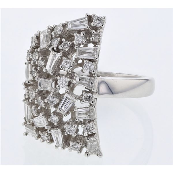 Natural 1.43 CTW Diamond Ring 18K White Gold - REF-236X7T