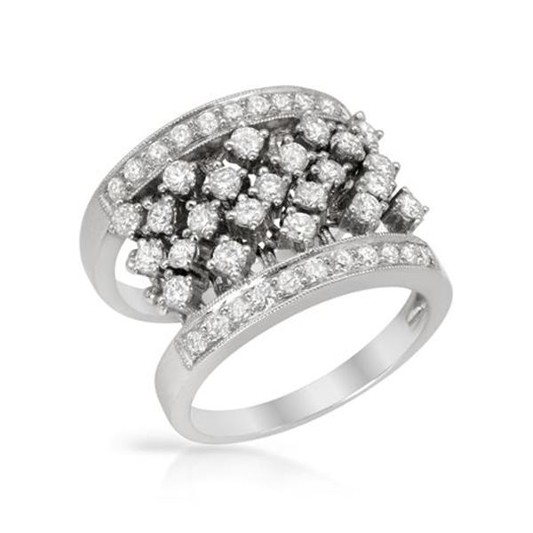 Natural 1.44 CTW Diamond Ring 18K White Gold - REF-242Y3N