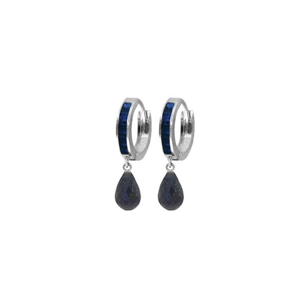 Genuine 7.8 ctw Sapphire Earrings 14KT White Gold - REF-45T8A