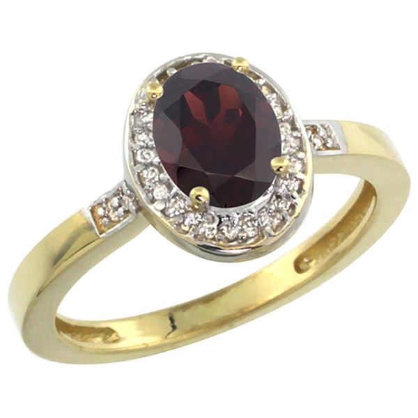 1.15 CTW Garnet & Diamond Ring 14K Yellow Gold - REF-37X9M