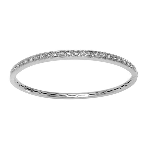 Natural 0.13 CTW Diamond Bangle 14K White Gold - REF-114Y3N