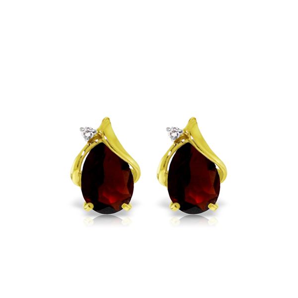 Genuine 4.06 ctw Garnet & Diamond Earrings 14KT Yellow Gold - REF-49T3A