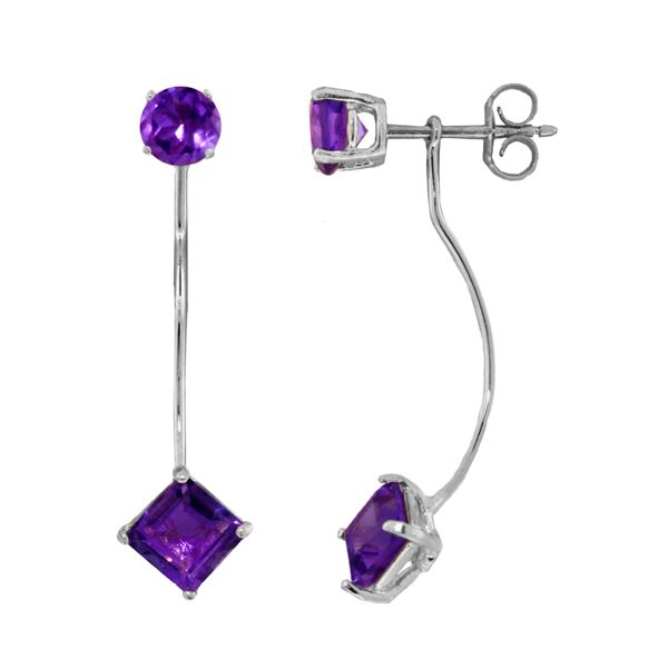 Genuine 4.15 ctw Amethyst Earrings 14KT White Gold - REF-32H2X