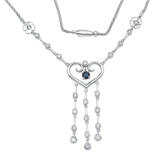 Natural 2.04 CTW Sapphire & Diamond Necklace 14K White Gold - REF-225R9K