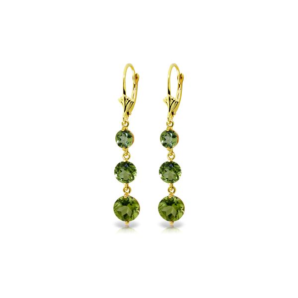 Genuine 7.2 ctw Peridot Earrings 14KT Yellow Gold - REF-42X6M