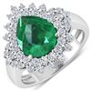 Image 1 : Natural 3.74 CTW Zambian Emerald & Diamond Ring 14K White Gold - REF-168T6H