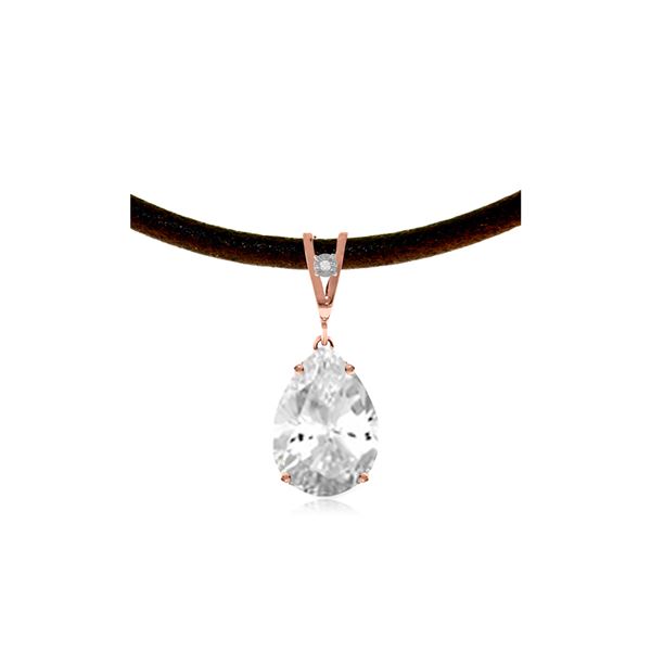 Genuine 6.01 ctw White Topaz & Diamond Necklace 14KT Rose Gold - REF-32T3A