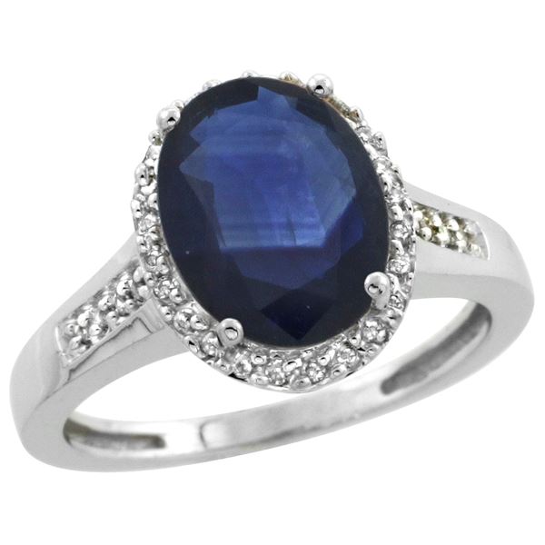 2.60 CTW Blue Sapphire & Diamond Ring 14K White Gold - REF-64W9F