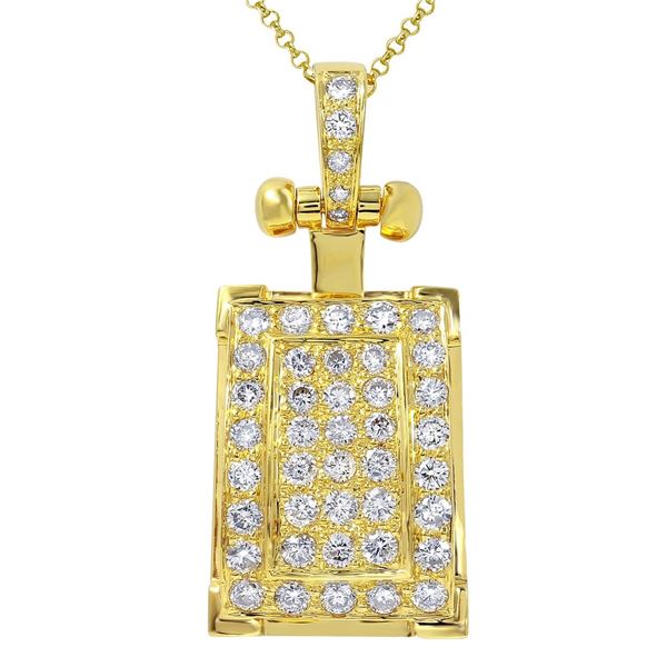 Natural 2 CTW Diamond & Pendant 14K Yellow Gold - REF-288Y9N