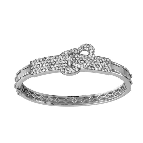 Natural 3.16 CTW Diamond Bangle 14K White Gold - REF-345H6W