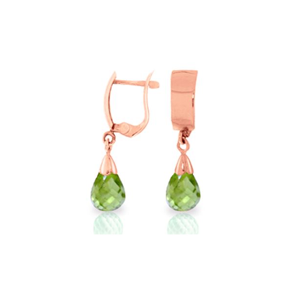 Genuine 2.5 ctw Peridot Earrings 14KT Rose Gold - REF-22M3T