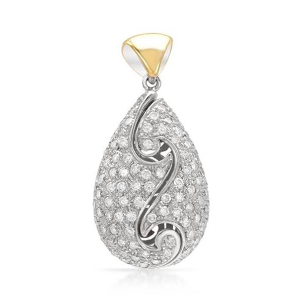 Natural 1.86 CTW Diamond & Pendant 18K Two Tone Gold - REF-233Y3N