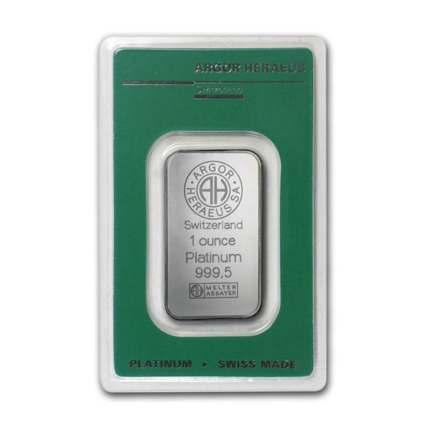 Genuine 1 oz 0.9999 Fine Platinum Bar - Argor-Heraeus