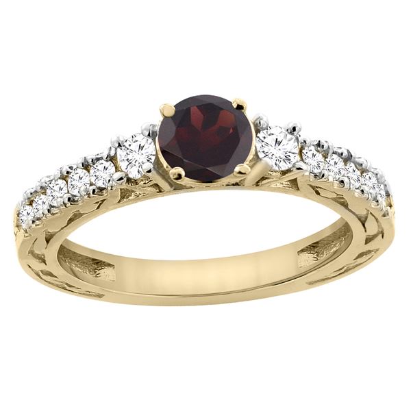 1.36 CTW Garnet & Diamond Ring 14K Yellow Gold - REF-79H5M