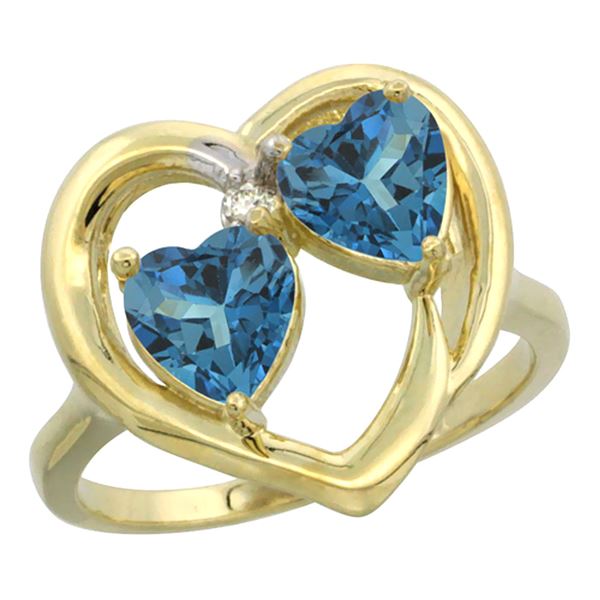 2.60 CTW London Blue Topaz & London Blue Topaz Ring 14K Yellow Gold - REF-34F5N