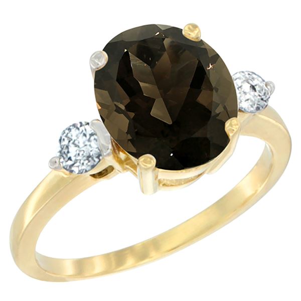 2.60 CTW Quartz & Diamond Ring 10K Yellow Gold - REF-62N2Y