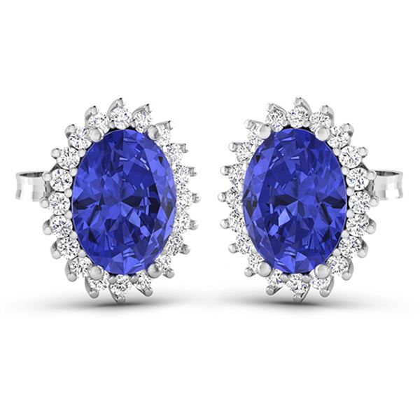 Natural 2.56 CTW Tanzanite & Diamond Earrings 14K White Gold - REF-48K3W