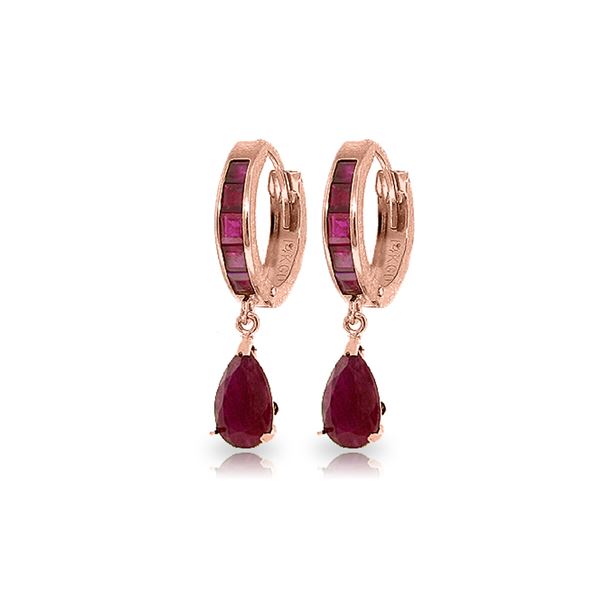 Genuine 4.8 ctw Ruby Earrings 14KT Rose Gold - REF-71T5A