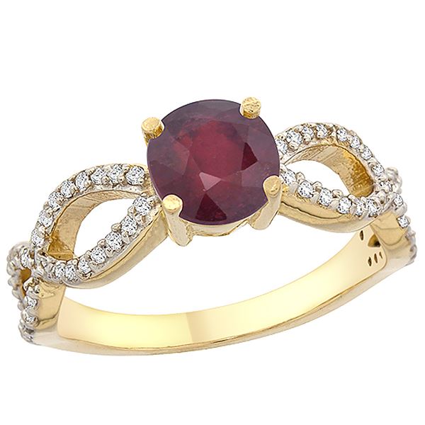 1.30 CTW Ruby & Diamond Ring 10K Yellow Gold - REF-50Y5V