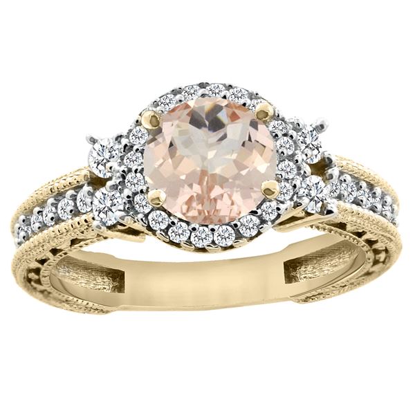 1.46 CTW Morganite & Diamond Ring 14K Yellow Gold - REF-83V2R