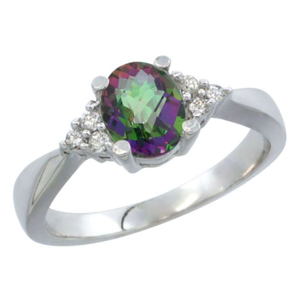 1.06 CTW Mystic Topaz & Diamond Ring 14K White Gold - REF-36Y9V