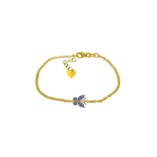Genuine 0.60 ctw Tanzanite Bracelet 14KT Yellow Gold - REF-45N7R