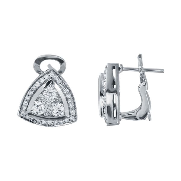 Natural 1.50 CTW Diamond Earrings 14K White Gold - REF-240X3T