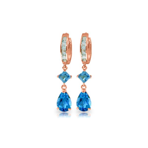 Genuine 5.62 ctw Blue Topaz Earrings 14KT Rose Gold - REF-62T2A