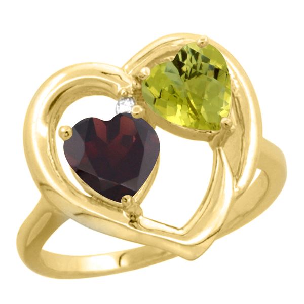 2.61 CTW Diamond, Garnet & Lemon Quartz Ring 10K Yellow Gold - REF-23R5H