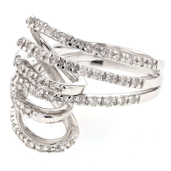 Natural 0.73 CTW Diamond Ring 18K White Gold - REF-144X9T