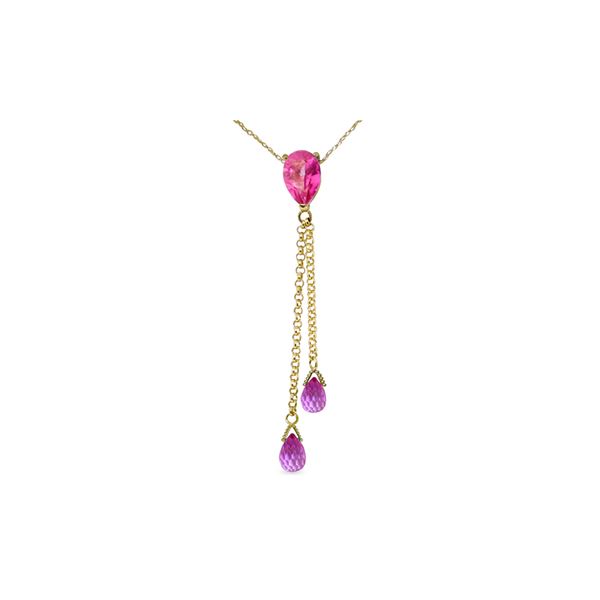 Genuine 3.75 ctw Pink Topaz Necklace 14KT White Gold - REF-23M5T