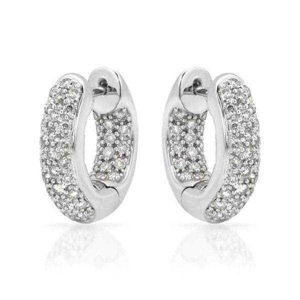 Natural 0.95 CTW Diamond Earrings 14K White Gold - REF-118Y8N