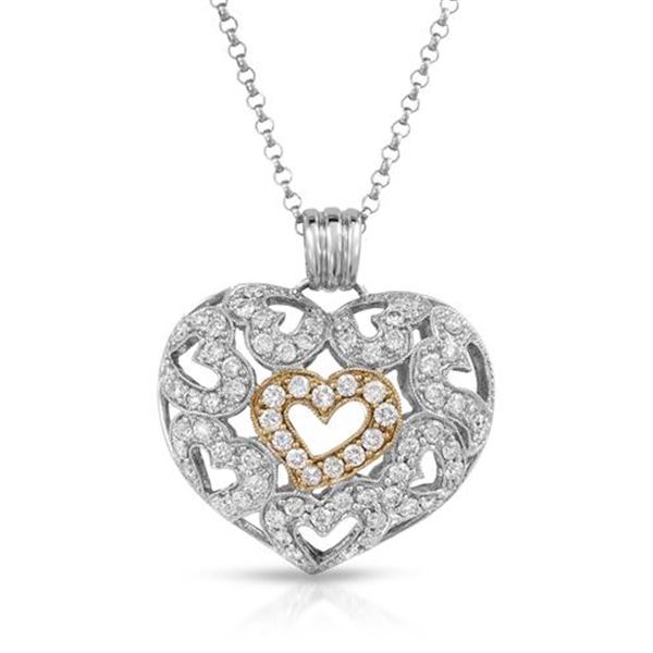 Natural 1.92 CTW Diamond Necklace 14K Two Tone Yellow Gold - REF-225M2F