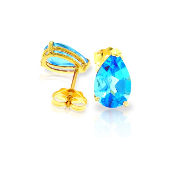 Genuine 3.15 ctw Blue Topaz Earrings 14KT Yellow Gold - REF-21K2V