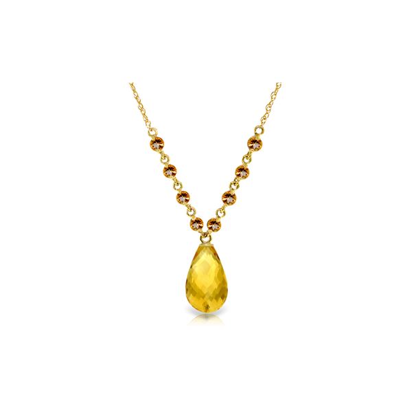 Genuine 11.50 ctw Citrine Necklace 14KT Yellow Gold - REF-34N7R