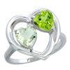 Image 1 : 2.61 CTW Diamond, Amethyst & Peridot Ring 14K White Gold - REF-33V9R