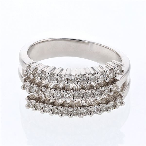 Natural 0.65 CTW Diamond Ring 14K White Gold - REF-79R2K