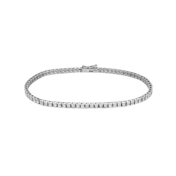 Natural 2.70 CTW Princess Diamond Bracelet 18K White Gold - REF-357X3T