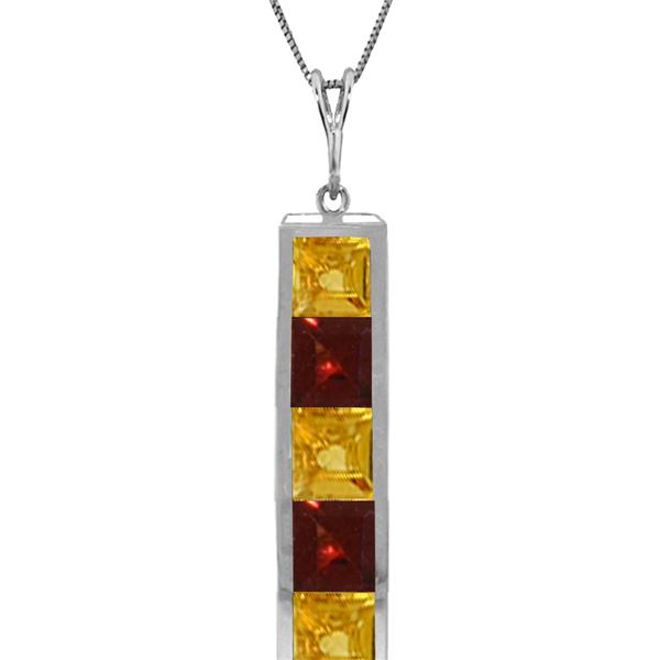 Genuine 2.25 ctw Citrine & Garnet Necklace 14KT White Gold - REF-36M9T