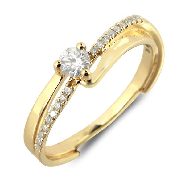 Natural 0.19 CTW Diamond Ring 14K Yellow Gold - REF-45M2F