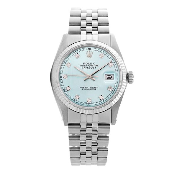 Rolex Pre-owned 36mm Mens Ligjt Blue Stainless Steel