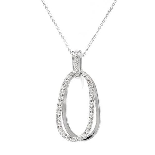 Natural 0.66 CTW Diamond Necklace 14K White Gold - REF-80H3W