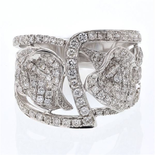 Natural 1.44 CTW Diamond Ring 14K White Gold - REF-172R8K