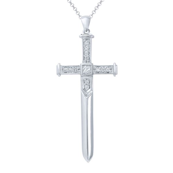 Natural 0.35 CTW Diamond & Princess Diamond Necklace 14K White Gold - REF-70Y2N